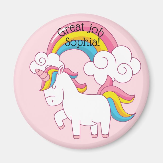 Söt Enhörning Regnbåge på Rosa Konstskola Magnet (Framsidan)