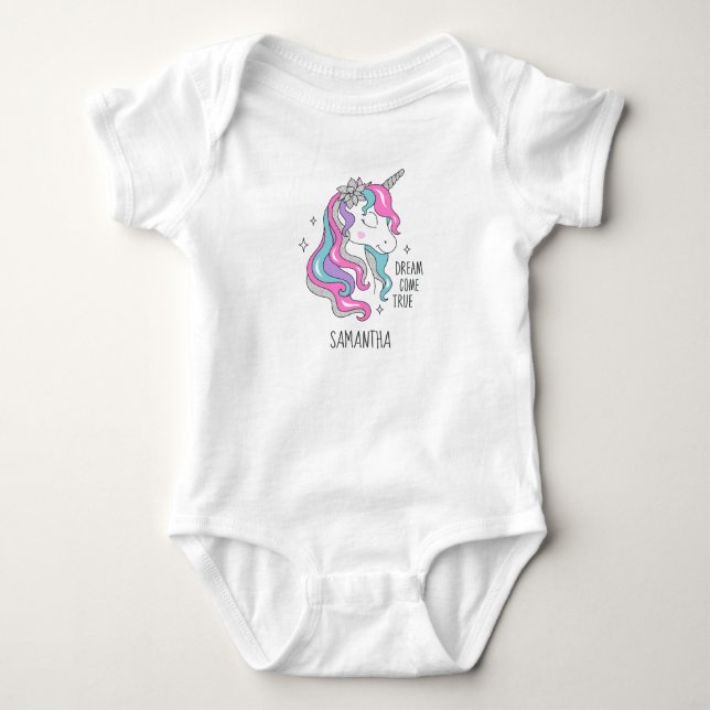 Söt enhörning rosa och silver glitter flicka prese t shirt (Framsida)