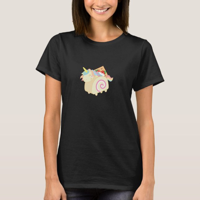 Söt Enhörning Schweizisk Rullkaka T Shirt (Framsida)