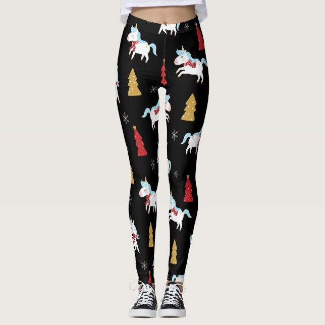 Söt Enhörning Semestermönster Leggings (Framsida)