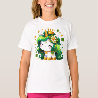 Söt Enhörning Shamrock St Patricks Day Flickor Bar T Shirt