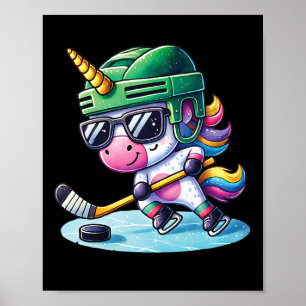 Söt Enhörning Spelar Ishockey Barn Tonåringar Flic Poster