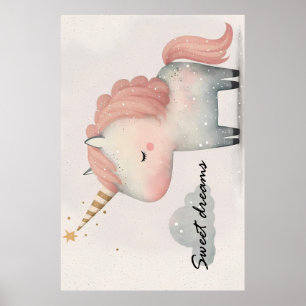 Söt enhörningaffisch poster