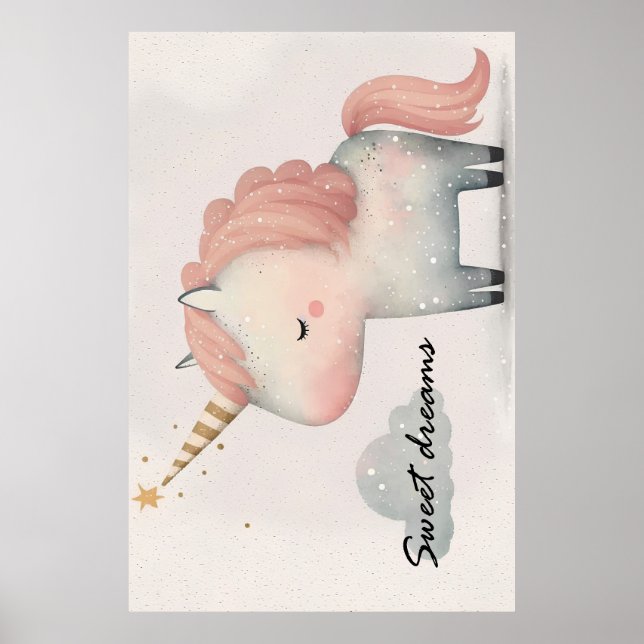 Söt enhörningaffisch poster (Framsidan)