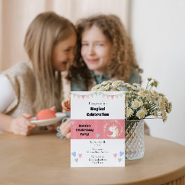 Söt enhörnings födelsedagsfestinbjudan inbjudningar