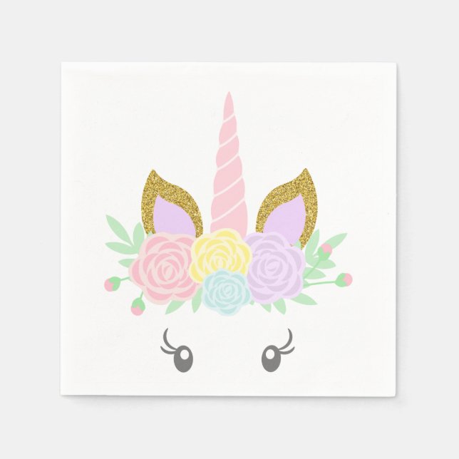 Söt Enhörningsansikte Baby Shower Servetter (Framsidan)