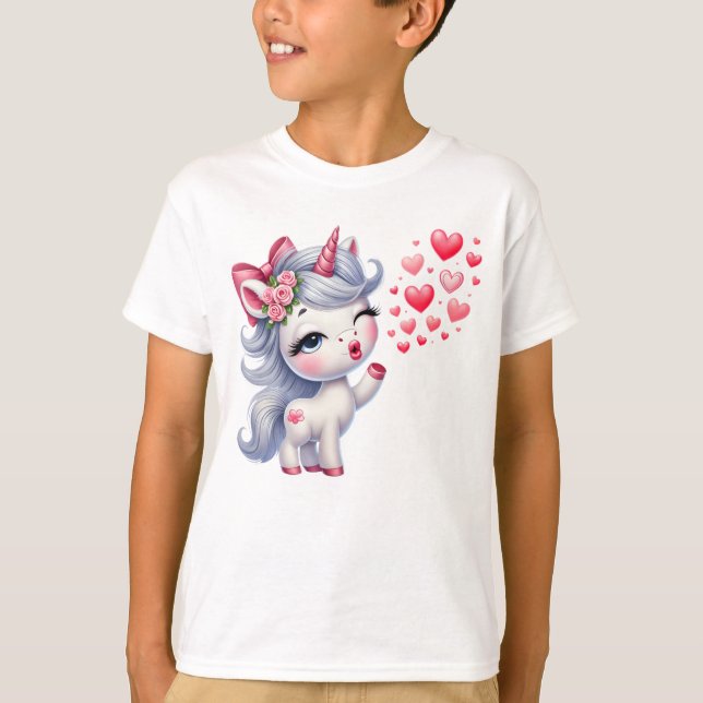 Söt Enhörningsillustration T Shirt (Framsida)