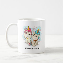 Söt enhörningspar personlig Alla hjärtans dag Kaffemugg