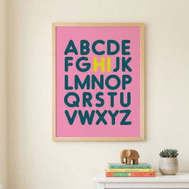 Söt enkel alfabetisk bokstavskonst i rosa poster