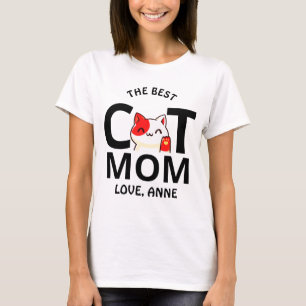 Söt, enkel Alla hjärtans dag Katt mamma personalis T Shirt