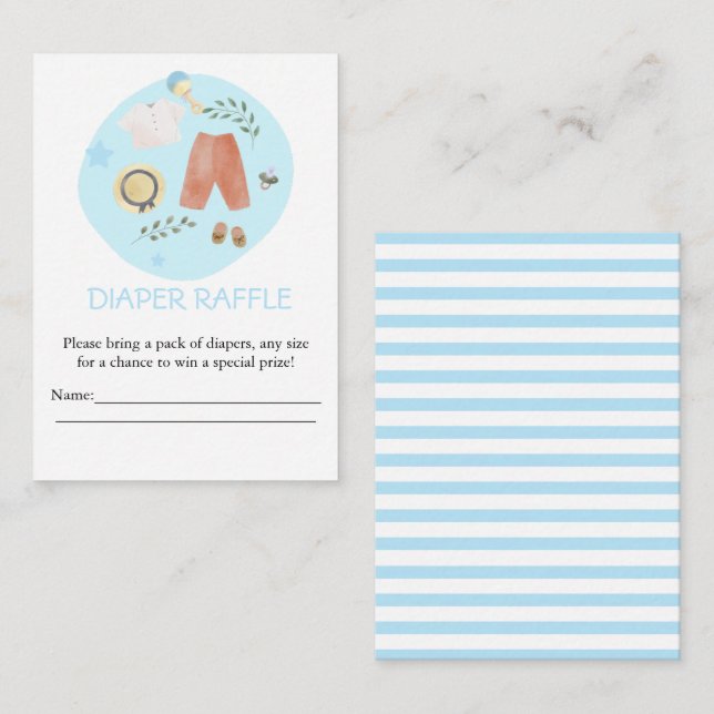 Söt enkel babykläder Blå blöja lotteri Tilläggskort (Fram/baksida)