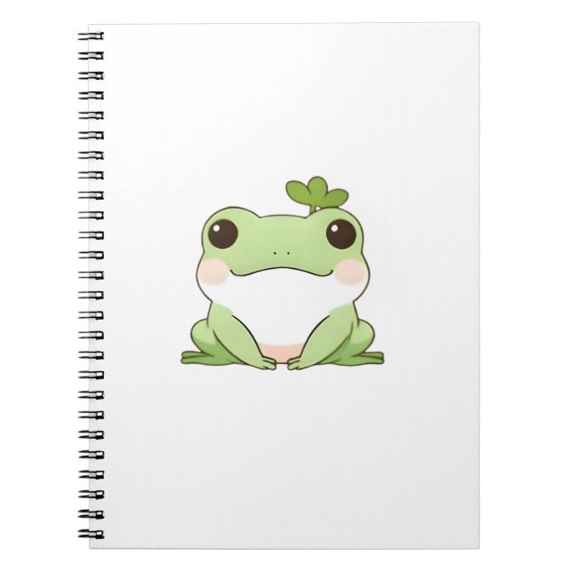 Söt Enkel Chibi Groda Natur Kawaii Design Anteckningsbok (Framsidan)