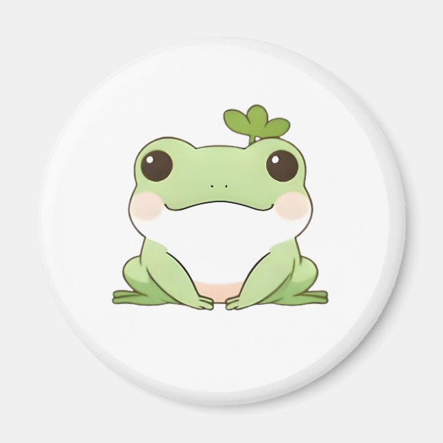 Söt Enkel Chibi Groda Natur Kawaii Design Magnet (Framsidan)
