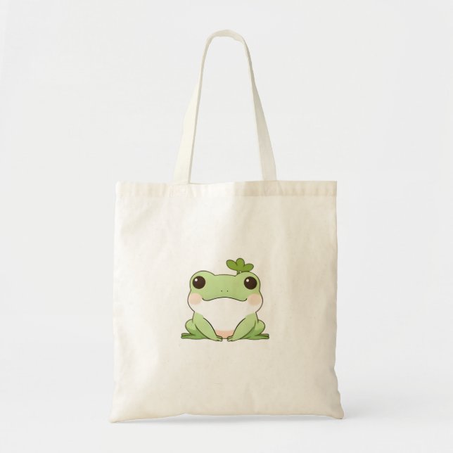 Söt Enkel Chibi Groda Natur Kawaii Design Tygkasse (Framsidan)