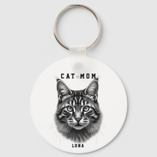 Söt Enkel Design Anpassad Kattmamma Svart Katt Äls Nyckelring