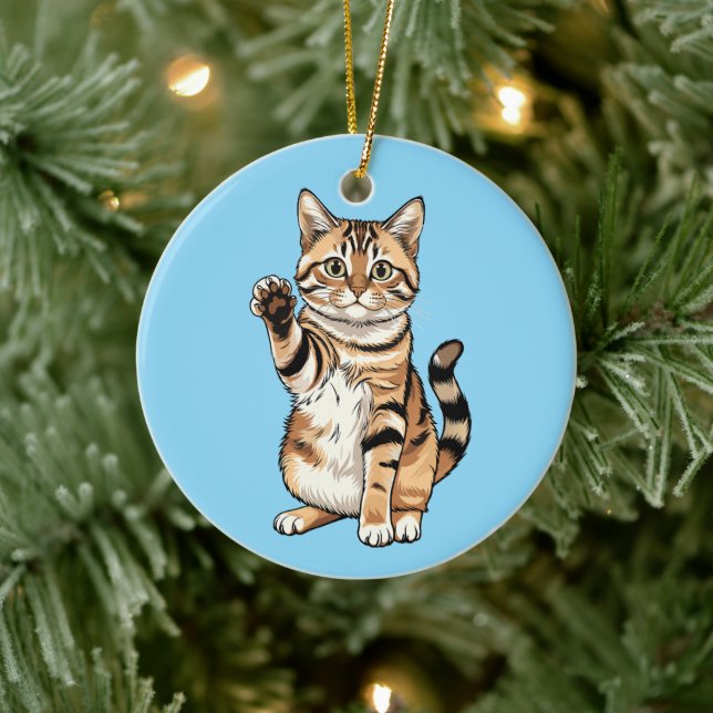 Söt enkel design män kattälskare julgransprydnad keramik (Träd)