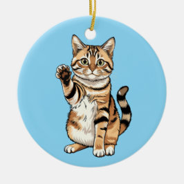 Söt enkel design män kattälskare julgransprydnad keramik