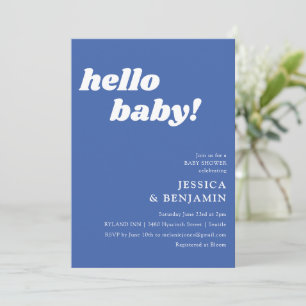 Söt Enkel Fransk Blå Hej Bebis Baby Shower Inbjudningar