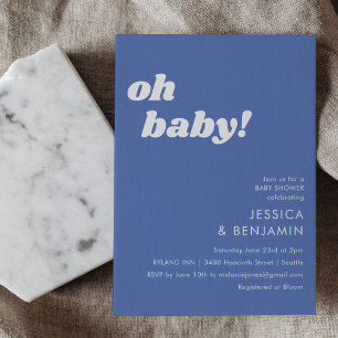 Söt Enkel Fransk Blå Modern Oh Baby Shower Inbjudningar