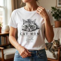 Söt Enkel Kattmamma Dam Personlig T-Shirt