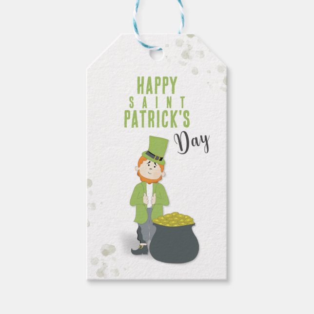 Söt Enkel Leprechaun St. Patrick's Day Anpassad Presentetikett (Framsidan)