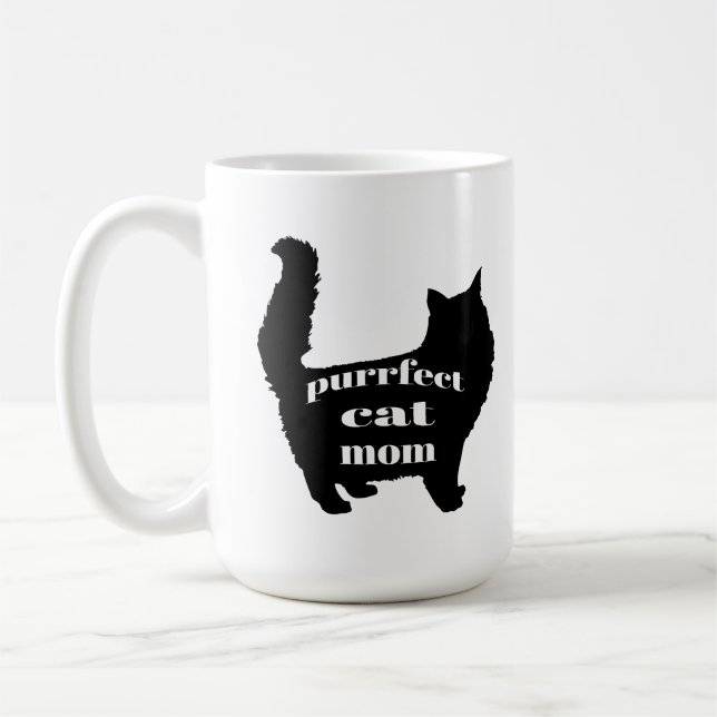 Söt Enkel Modern Kattmamma Kaffemugg (Vänster)
