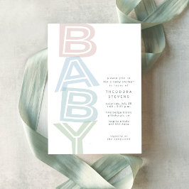 Söt enkel pastellfärgad baby shower inbjudningar