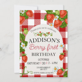 Söt Enkel Röd Blå Bär Söt 1-årsdag Inbjudningar