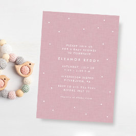 Söt enkel rosa prickig babyfirande shower inbjudningar