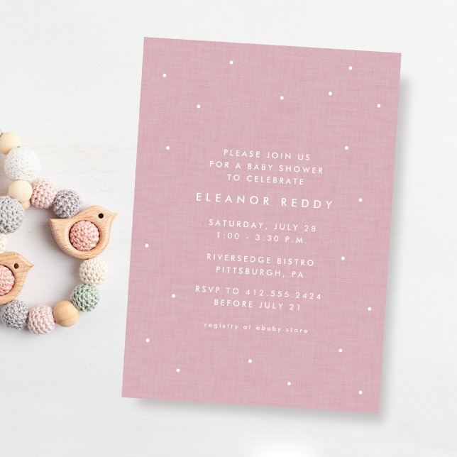Söt enkel rosa prickig babyfirande shower inbjudningar (Skapare uppladdad)