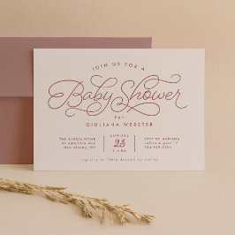 Söt enkel snygg rosablush rosa ros baby shower inbjudningar