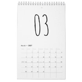 Söt Enkel Svart och Vit Handskriven Stilsnittskale Kalender