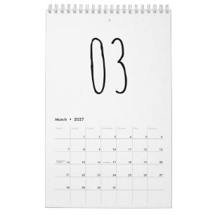 Söt Enkel Svart och Vit Handskriven Stilsnittskale Kalender