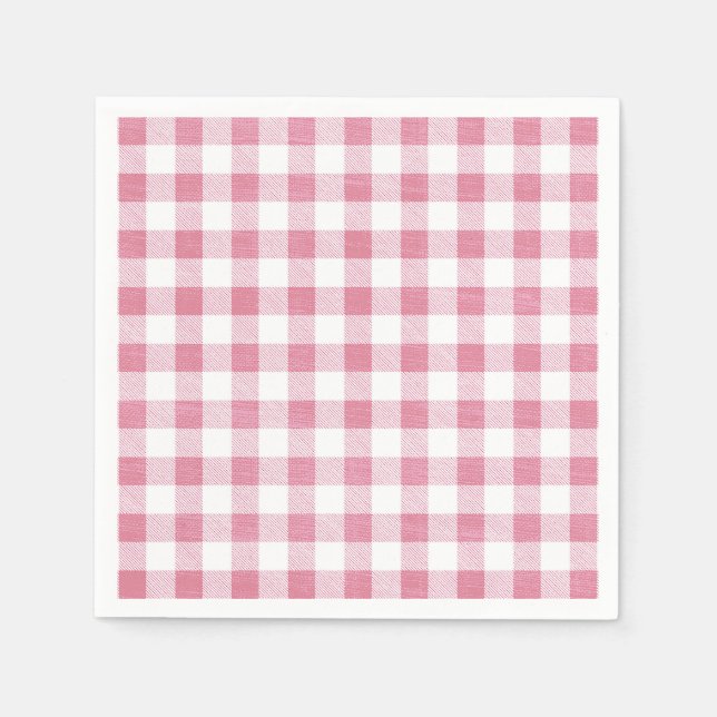 Söt Enkel Tjejaktig Prep Pink Gingham Rutig  Pappersservett (Framsidan)