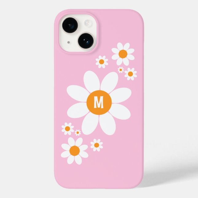 Söt Enkel Vit Tusenskönadesign Mjuk Rosa Initial (Baksida)