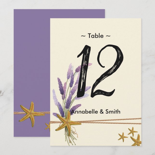 söt Enkelt bordsnummer av stjärnfisk (Fram/baksida)