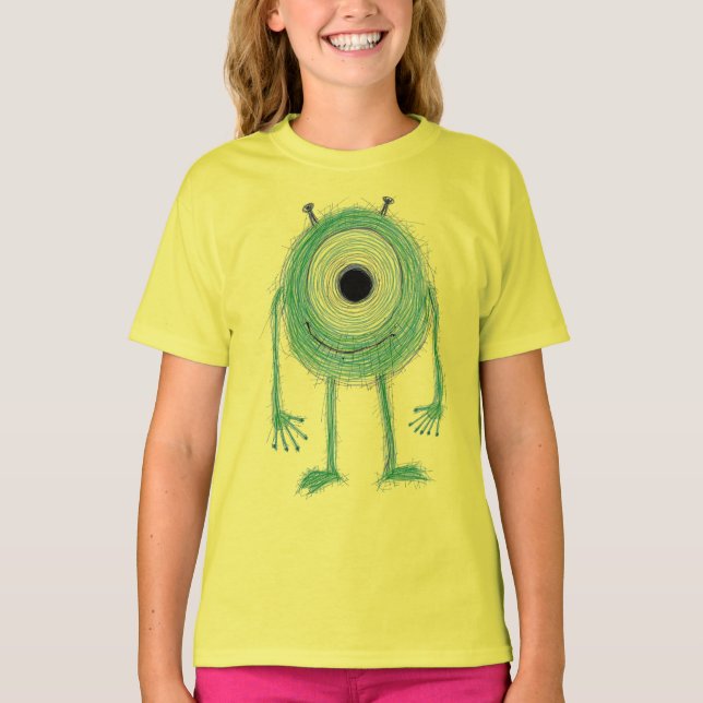 Söt enögd grön monster t shirt (Framsida)