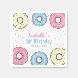 Söt Enstaka Strössel Donut 1-års Födelsedagsfest Pappersservett