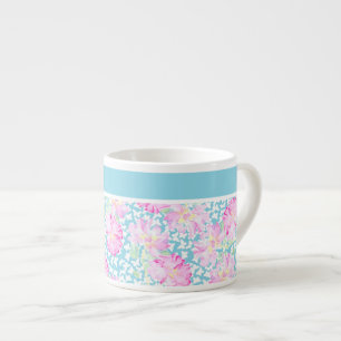 Söt Espresso Mugg, Rosa ros, White Butterflies Espressomugg
