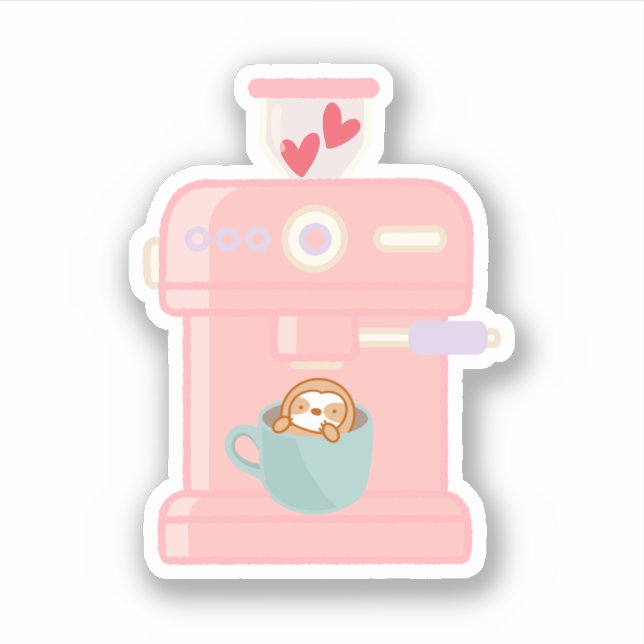 Söt espressokaffemaskin dovendyr klistermärken (Framsida)