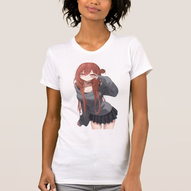 Söt Estetisk Anime Flicka T Shirt (Framsida)