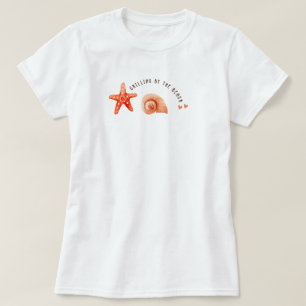 Söt estetisk korallstrand sjöstjärna sjöskal t shirt