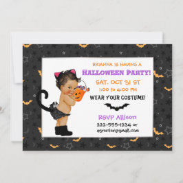 Söt etniskt bebis kille katt kostym Halloweenfest Inbjudningar