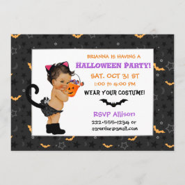 Söt etniskt bebis kille katt kostym Halloweenfest Inbjudningar