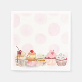 Söt Ett Cupcake Födelsedagsfest Pappersservett