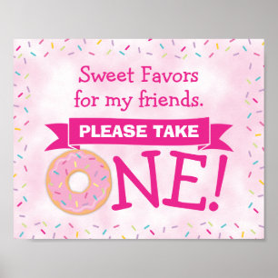 Söt ett donut 1:a födelsedagspartiets favoritskylt poster