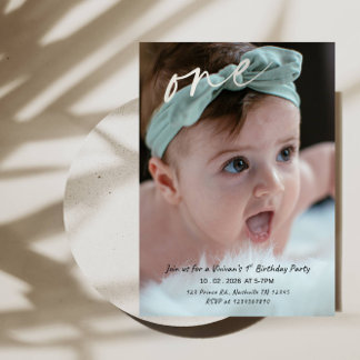 Söt Ettårsfest - Babyflicka 1-årsfest Inbjudningar