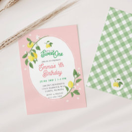 Söt ettårsfest med citron och blommotiv inbjudningar