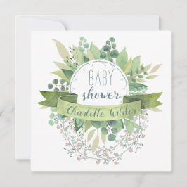 Söt Eucalyptus Hanging Blommigt Vines Baby Shower Inbjudningar