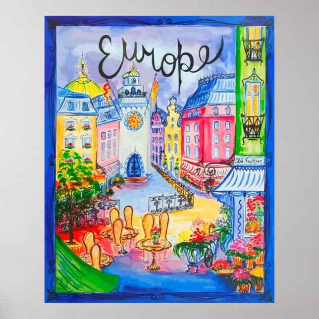 Söt Europe City Scene Poster (Framsidan)